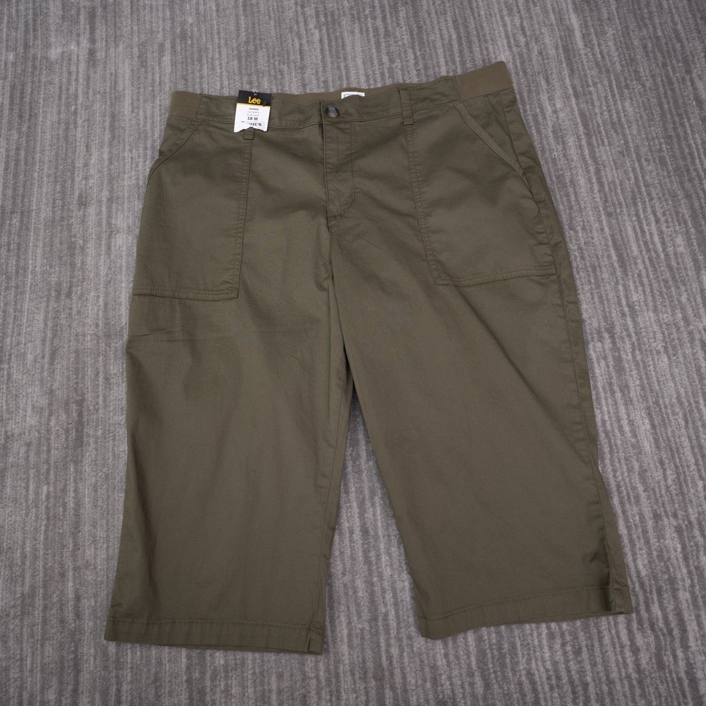 Lee Skimmer Pants Womens 18 M Olive Night New Capri Cargo Utility 112346879